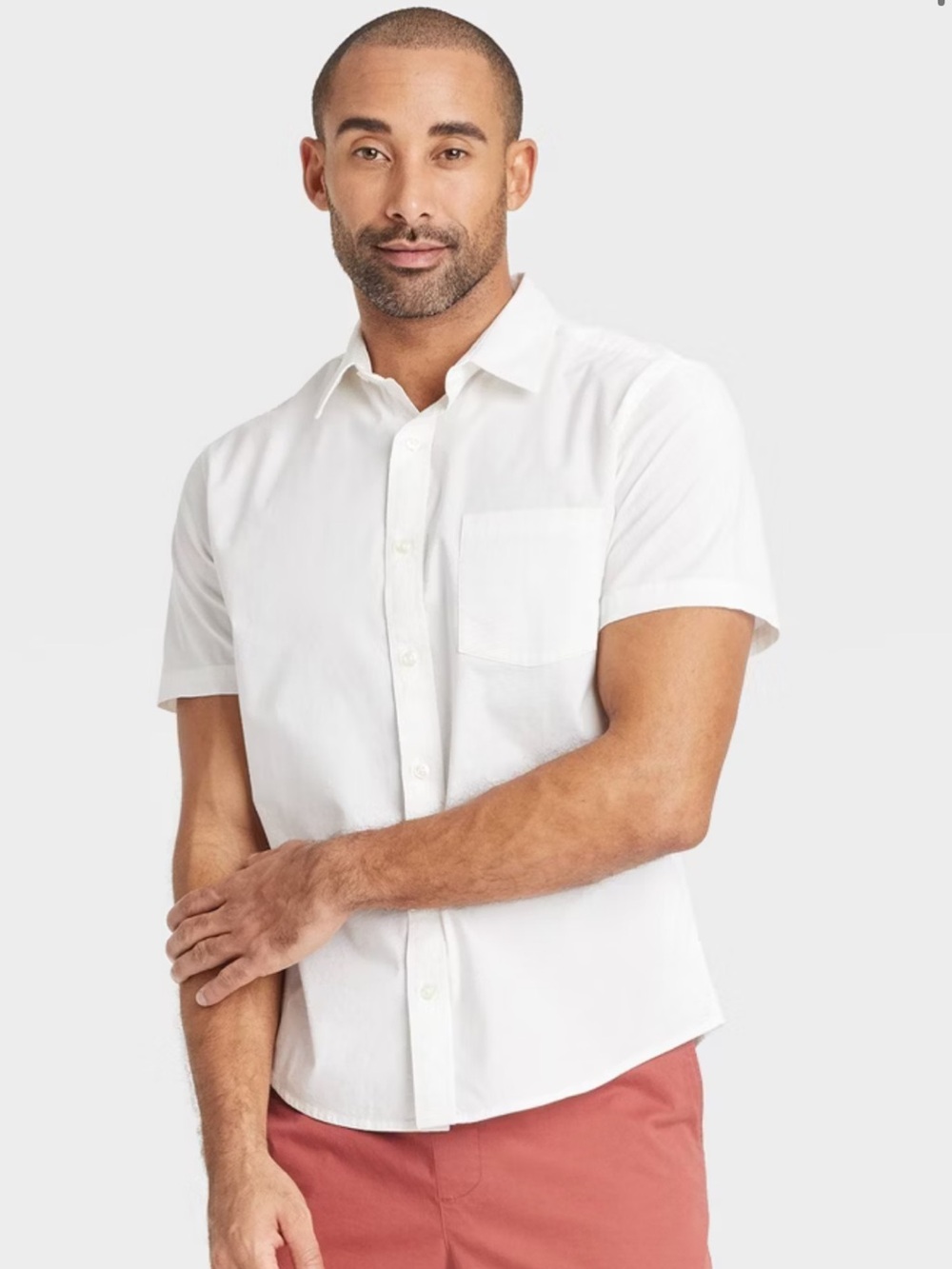 Goodfellow & Co White Short Sleeve Button-Down Shirt
